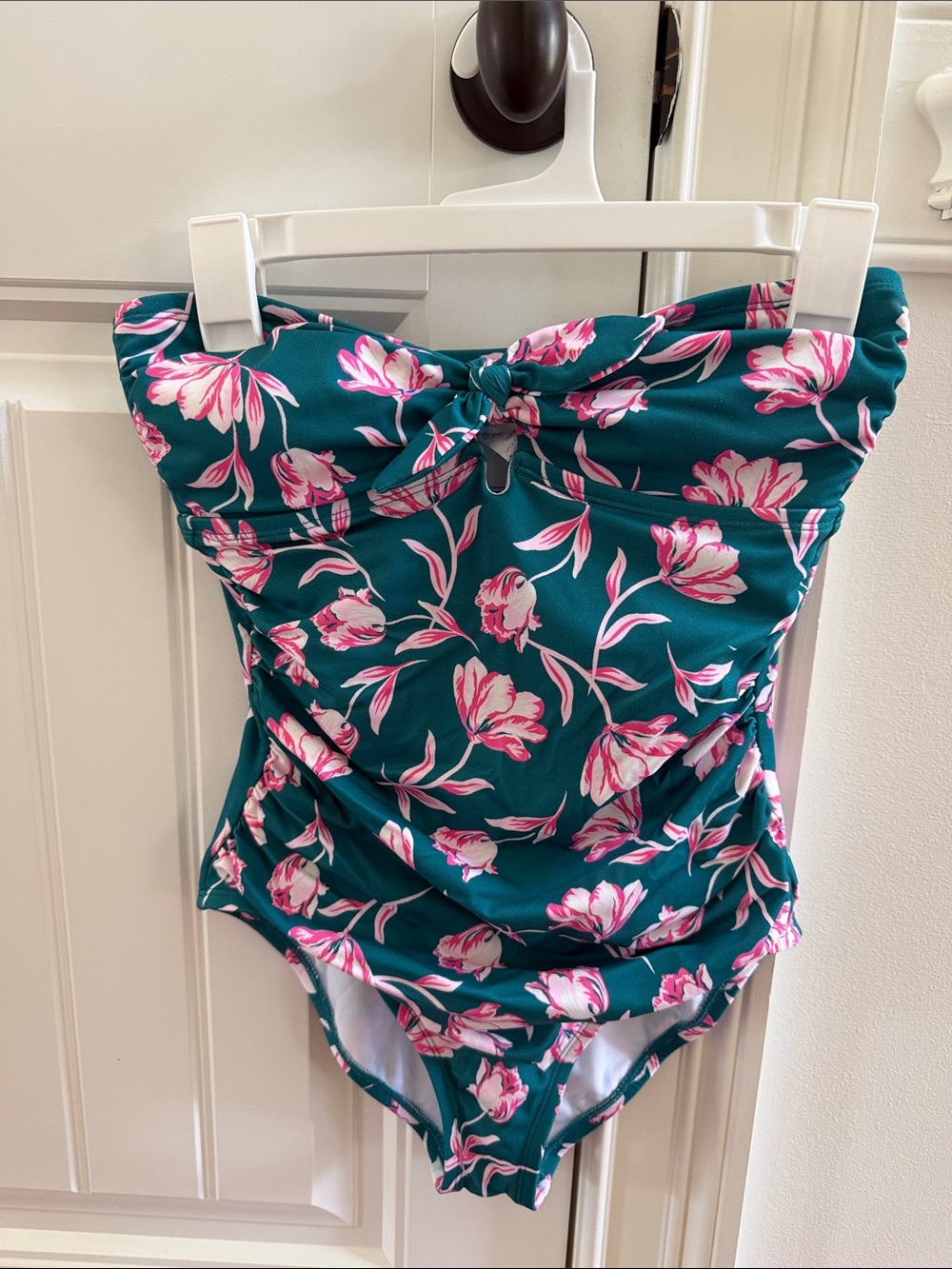 Draper James Women’s Teal Floral One-Piece Swimsuit - Pink Floral Print Size S